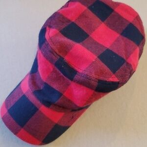 Preppy Peter Grimm Buffalo check cadet hat black fleece lining. One size